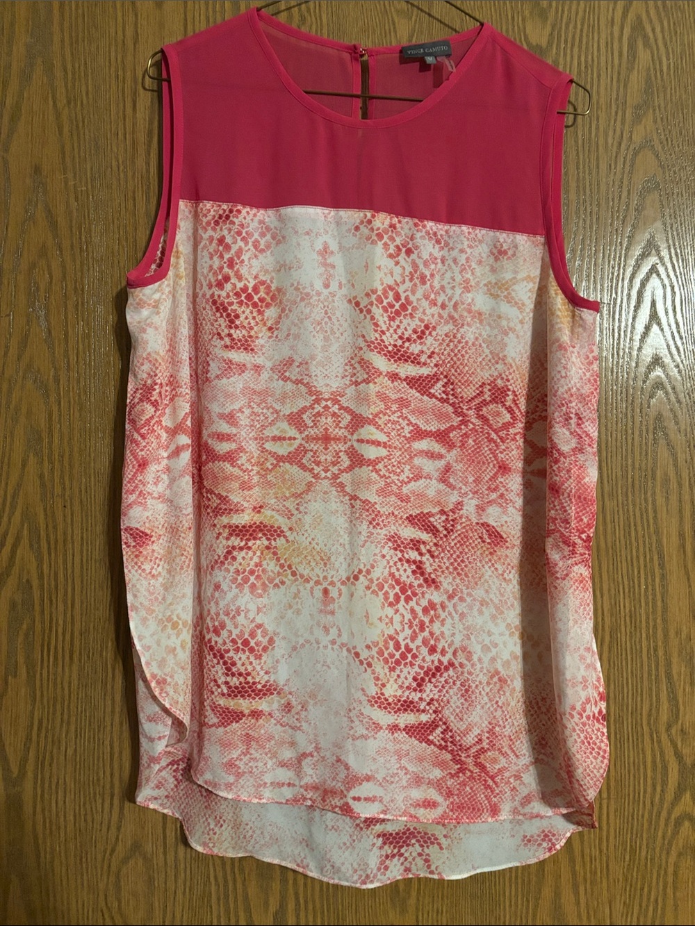 Vince Camuto Pink-Red Snake Print Sleeveless Top Size M